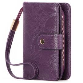 GAEKEAO Small Wallet for Women RFID Blocking Leather Wristlet Purse Bifold Ladies Wallet Credit Card Holder with ID Window