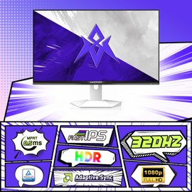 Amzfast 25” inch FHD White Gaming Monitor, 320Hz/300Hz/240Hz 0.5ms 1080P Computer Monitor with Fast IPS Panel, TÜV Rheinland EyeCare | AI Crosshair, Adaptive Sync, Night Vision for FPS, Racing Gamers