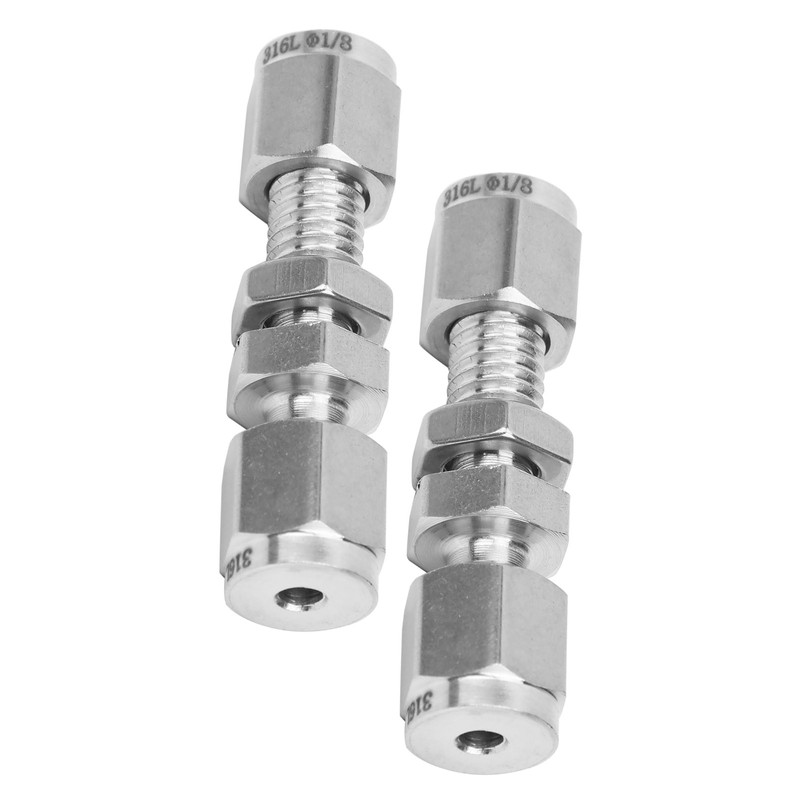 2Pcs Bulkhead Connector 316 Stainless Steel Double Ferrule Wear Plate