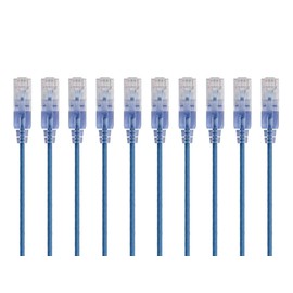 Monoprice Cat6A Ethernet Patch Cable - Snagless RJ45, 550Mhz, 10G, UTP, Pure Bare Copper Wire, 30AWG, 10-Pack, 7 Feet, Black - SlimRun Series