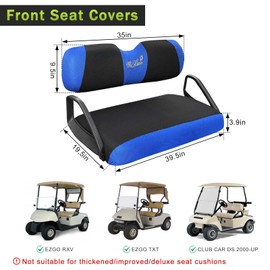WEIMELL Golf Cart Seat Covers for EZGO RXV EZGO TXT Club Car DS 2000-Up Breathable Washable Golf Cart Front Seat Cushion Covers Black and Blue