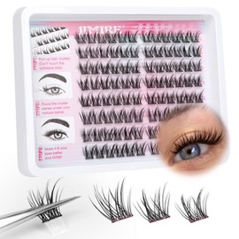 JIMIRE Manga Self Adhesive Eyelashes Natural Look 11-13MM Wispy Pre Glued Lashes Clusters Anime Press on Lash Clusters Reusable Self Adhesive Eyelash Clusters Quick to Wear
