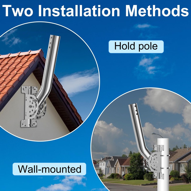 Universal Heavy-Duty Pole Mount, Rustproof Stainless Steel J-Pipe Antenna Mount
