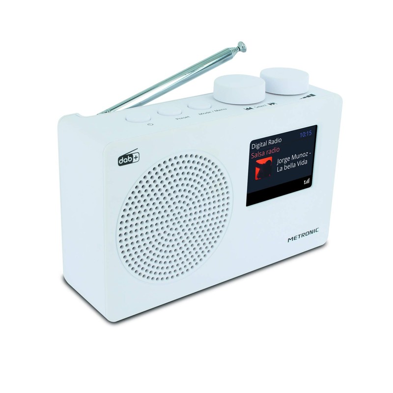 METRONIC 477252 DAB Radio (DAB+, FM, Portable, Block Design) White