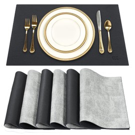 SUEH DESIGN Leather Placemats Set of 6 Reversible Table Mats Heat Resistant Waterproof No-Slip Place Mats for Dining Table Kitchen Parties
