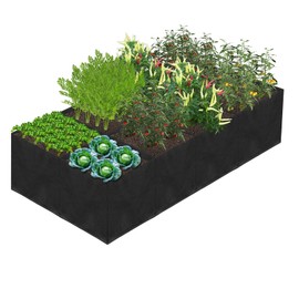 Hlimior 128 Gallon Fabric Raised Garden Bed, 6x3x1ft Large Garden Grow Bag Outdoor 8 Grids Planter Box Felt Planting Container for Growing Tomatoes Potatoes Plants Flowers, Black