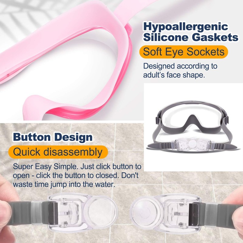 Braylin Swim Goggles, 2-Pack Swimming Goggles for Adult Men Women,