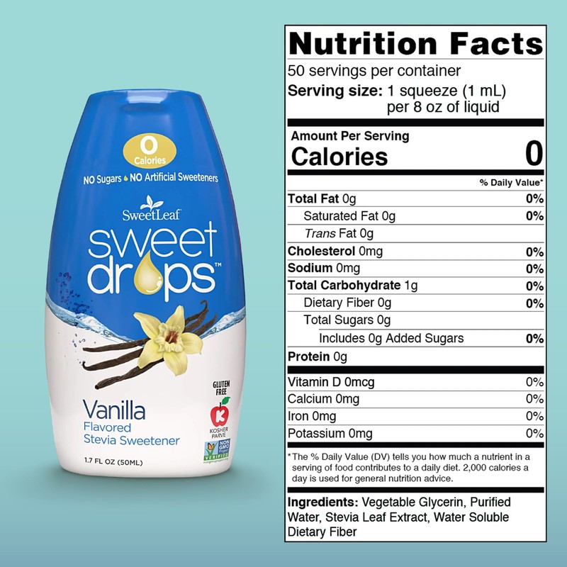SweetLeaf Sweet Drops Vanilla Stevia Liquid Sweetener - Flavor Foods,