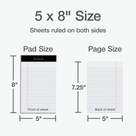 Oxford 5 x 8 Inch Legal Pads, 3 Pack, Narrow Ruled on Both Sides, White Lined Paper, 50 Perforated Sheets Per Writing Pad, Proudly Made in the USA (1017034)