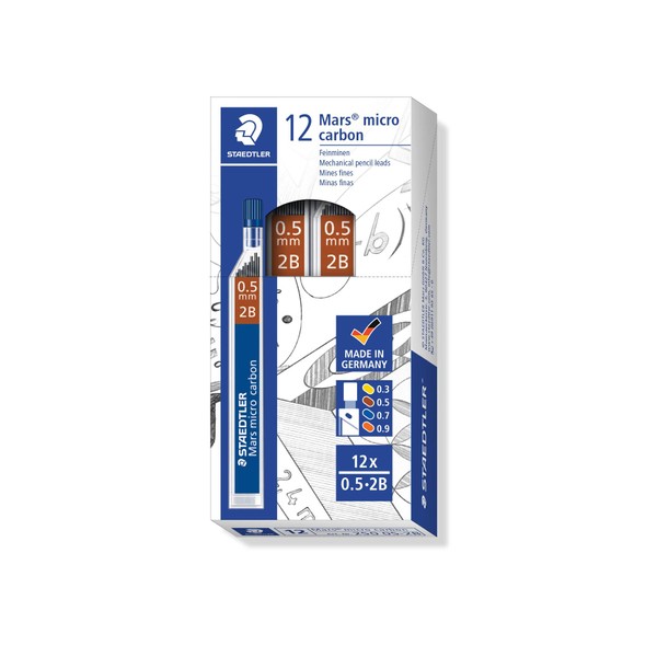 STAEDTLER Mars Micro Carbon Mechanical Pencil Refills, Tube of 12