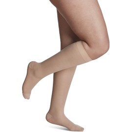 Sigvaris Style Sheer 780 Women’s Closed Toe Knee-High Moisture Wicking Stockings - Light & Comfortable Compression Stocking 20-30mmHg to Relieve Vein Issues - Small Long - Warm Sand