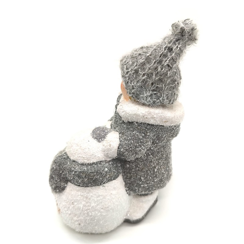 DARO DEKO Winterkind Boy with LED Snowman 16 cm Decorative