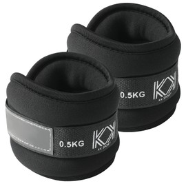 KK Neoprene Ankle Straps Pair - Adjustable Straps for Ankle - 0.5 KG Black Leg Weights Pair for Exercise - Adjustable Straps with Neoprene Padding for Walk, Running, Workout, Gymnastics, and Training