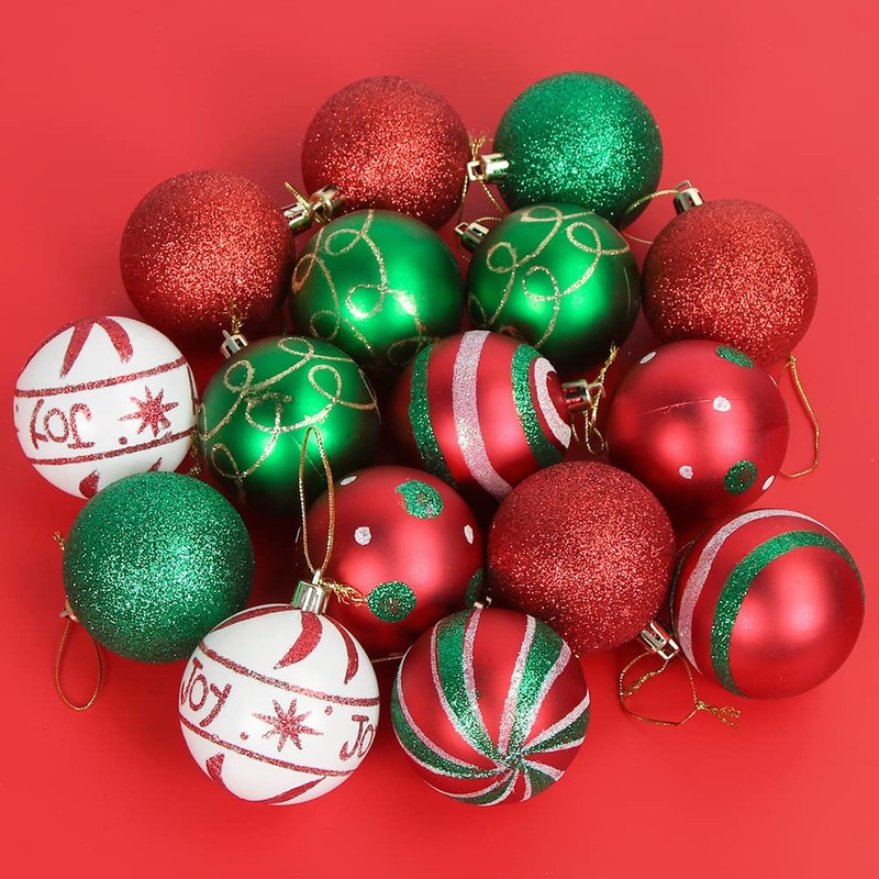 Meleager 6 cm Christmas Tree Baubles Red Green White 16