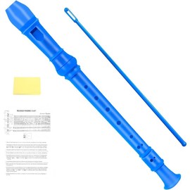 Recorder Instrument for   Beginners Students  Style C Key Soprano Recorder Instrument 8 Holes 3 count ABS Descant Recorders with Cleaning Kit, Packing Bag (Blue) - Colour: White