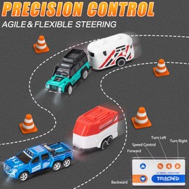 Kazzley Ferngesteuertes Auto Mini RC Car ab 3 4 5 6 Jahre, 2.4GHz Mini RC Auto mit Abschleppwagen und LED-Licht, 1:64 Remote Control Car, 3 Geschwindigkeiten, Kinder Auto Spielzeug Geschenk(Blau)