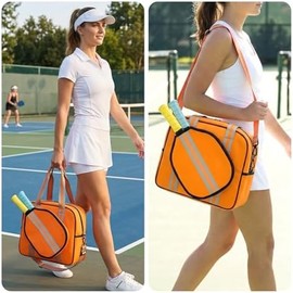 Pickleball Tote Bag Organizer with Adjustable Crossbody Strap, Paddle Cover Pocket and Lightweight Court Storage