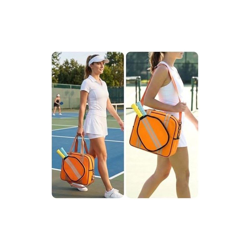 Pickleball Tote Bag Organizer with Adjustable Crossbody Strap, Paddle Cover