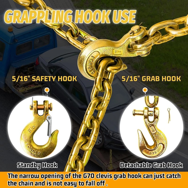 5/16" Transport Binder Chain-G80 Tow Chain with G70 Grab and