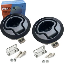WJSKDQ Boat Latches Flush Pull Slam Latch for Boat Boor Latches Handle Style Black 1/4'' Door Cabinet Hardware of 2PCS Black Zinc Alloy