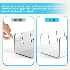 2024 New Hat Stand for Baseball Caps Display and Organizer,No Install Acrylic Hat Holder for 28 Baseball Caps for Bedroom, Closet, Dresser and Wall with Wall Drilled Mounting (4 packs hat organizer)