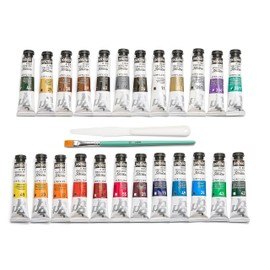 Pébéo - Acrilici da Studio - Set 24 Tubi 20 Ml Colori assortiti + Accessori - Kit di pittura acrilica per artisti e principianti - Pennelli + Spatola + Cartone - Colori luminosi