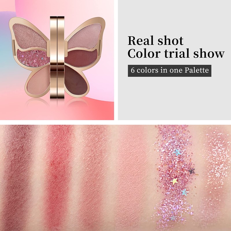 Erinde Butterfly Eyeshadow Palette Makeup Matte Shimmer Metallic Eye Makeup