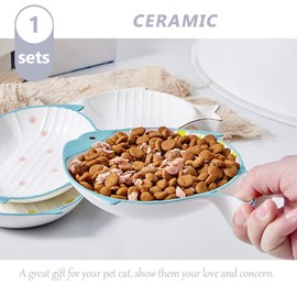 Ipetboom Pet Cat Ceramic Bowl Cat Bowl Adorable Pet Bowl Multi-Function Kitten Bowl Ceramic Pet Bowl Adorable Water Bowl Kitten Accessory Ceramic Fish Shape Kitten Bowl Cat Accessory