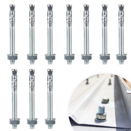 DBREAKS Bolt Anchors M10 x 110 mm, Galvanised Heavy Duty Anchor, Heavy Duty Anchor, Anchor Bolt, Flash Anchor, Wedge Anchor, Anchor Screws, Made of Galvanised Steel, Includes Nut and Washer Pack of 10
