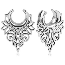 Vankula Ear Tunnel 1 Pair Saddle Flesh Plugs Hollow Stainless Steel for Men Women Ear Piercing Stretched Jewellery 8 mm to 19 mm, Metal