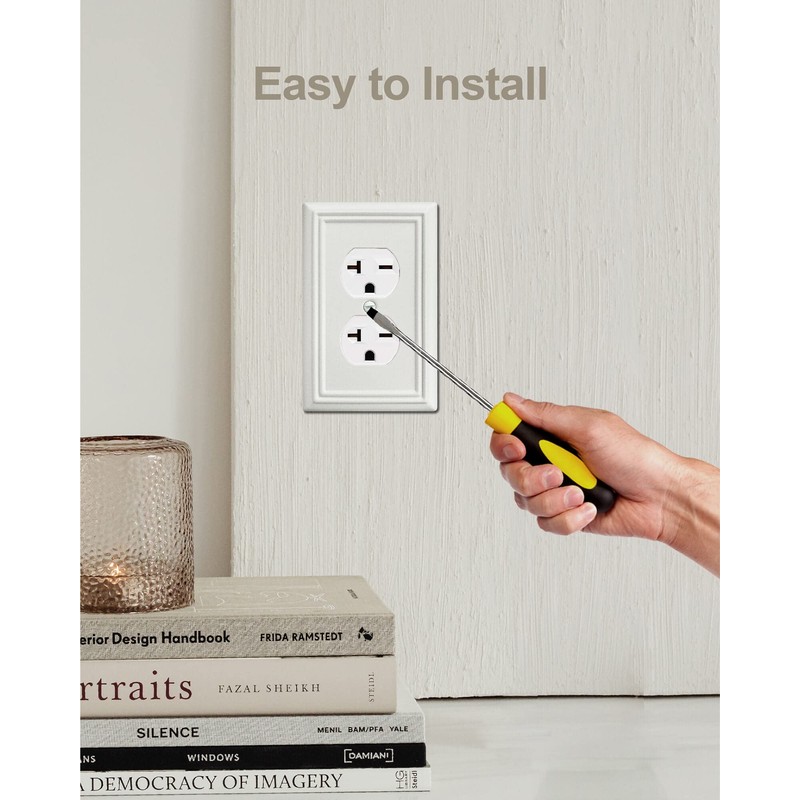 ZILLSEA 4-Pack Duplex Outlet Cover, Metal Wall Plate for Electrical
