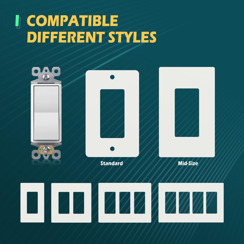 TOPELER 10 Pack 3-Way Decorator Light Switch, Single Pole or