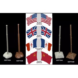 Marx WWII Allie flags, poles w/bases resin MARX plastic toy soldiers playset 1:32 - GEP810A British