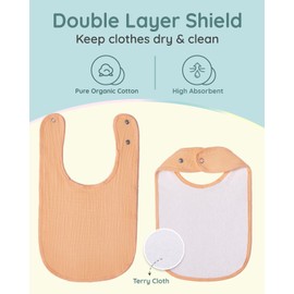 Lilian&Gema Muslin Baby Bibs 8 Pack Baby Drool Bibs for Boys Girls,Adjustable Unisex Soft Cotton Bibs for Teething Drooling Newborn White