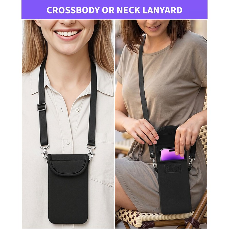 Gaahkai 2-Pack Neoprene Cell Phone Pouch with Neck Lanyard, Fits