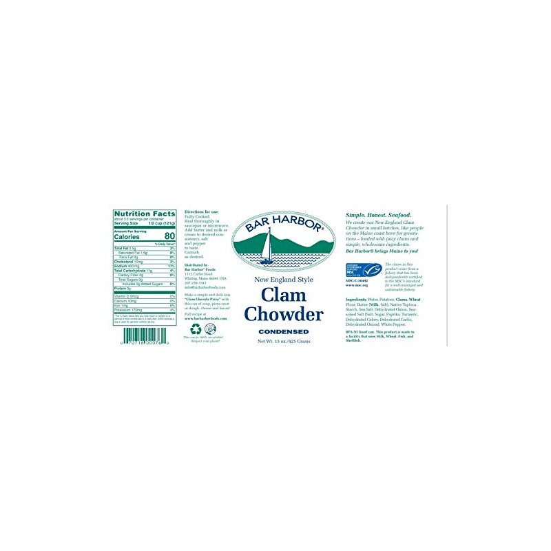 Bar Harbor Chowder, New England Clam, 15 Ounce (Pack of