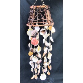 hand made Wicker round Top Shell Chime porch or patio decor