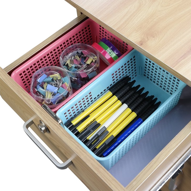 Cadineer Small Plastic Rectangular Desktop Storage Basket, Pack of 6