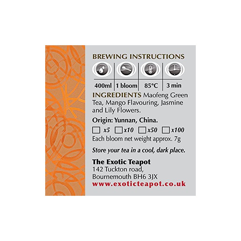 The Exotic Teapot – Mango Splash Flowering Tea, 10 Bloom