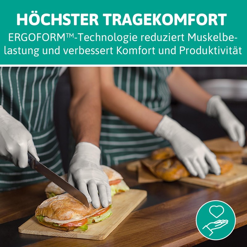 Ansell VersaTouch 92-205 Latex-Free Disposable Gloves, Food Gloves, Powder-Free, White,