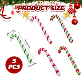 Toyhood 4pcs 90cm Inflatable Christmas Giant Candy Cane, Inflatable Christmas Balloons, Novelty Candy Cane Christmas Ball, Party Inflatable Props, Christmas Tree Hanging Ornaments