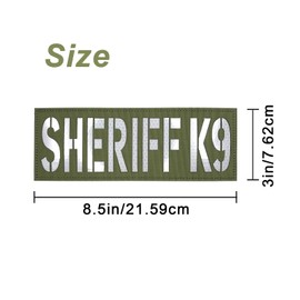 uuKen Reflective Sheriff K9 Laser Cut Patch 8.5"x3" with Hook and Loop for Service Dog in Training Working for Dog Harness Collar Vest (RL OD Green and White, L 8.5"x3")