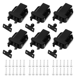 Hsthe Sea Pack of 6 Touch Release Catch Latch Cabinet Push to Open Catch Lock Black Push Latch for Cupboard and Drawer