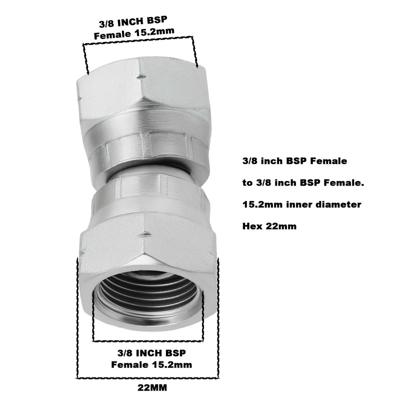 SG Store 2PCS Hydraulic Female to Female Equal Swivel Coupling