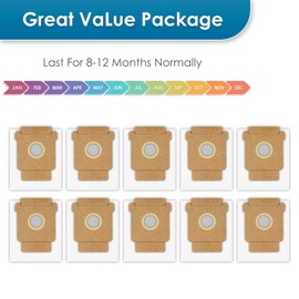 (10 Pack) Q0520 Q052020 Replacement Dust Bags Compatible With iRobot Roomba Vacuum 2 Essential Robot with AutoEmpty Dock Q0250, Vacuum Bag, Dsiposal Bag Accessories Kit