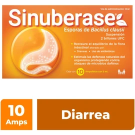 Sinuberase probiotic suspension, Bacillus clausii 2 billion CFU in 10 ampoules