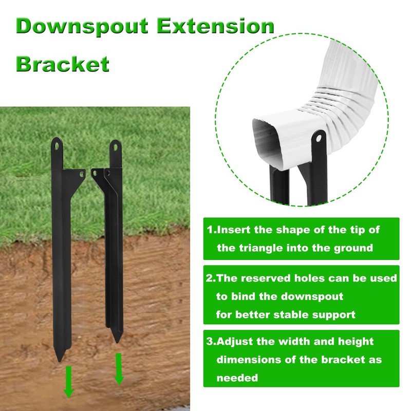 Wpbhk 2Pcs Rainwater Downspout Bracket, Adjustable Gutter Downspout Holder Stake,