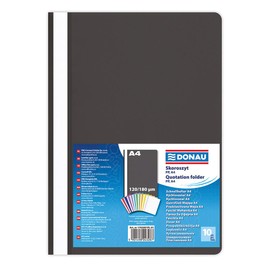 DONAU 1702001PL-01 Plastic File Folder A4 Black / Plastic Folder Made of Eco PP Film 120/180 µm / with Transparent Cover / for Office and School / Capacity Approx. 200 Sheets | Pack of 10