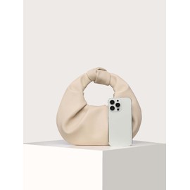 Verdusa Women's Ruched PU Leather Hobo Handbag Clutch Purse Apricot one-size