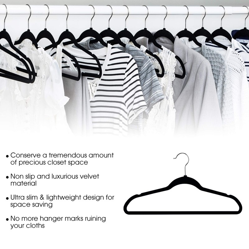 Elama Hangers Heavy Duty Clothes Hanger Set, Black
